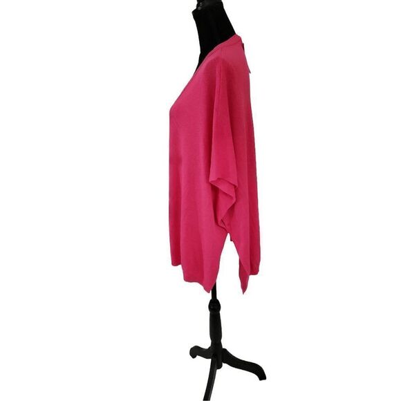 Women's Pink V-Neck Poncho - Picture 9 of 9